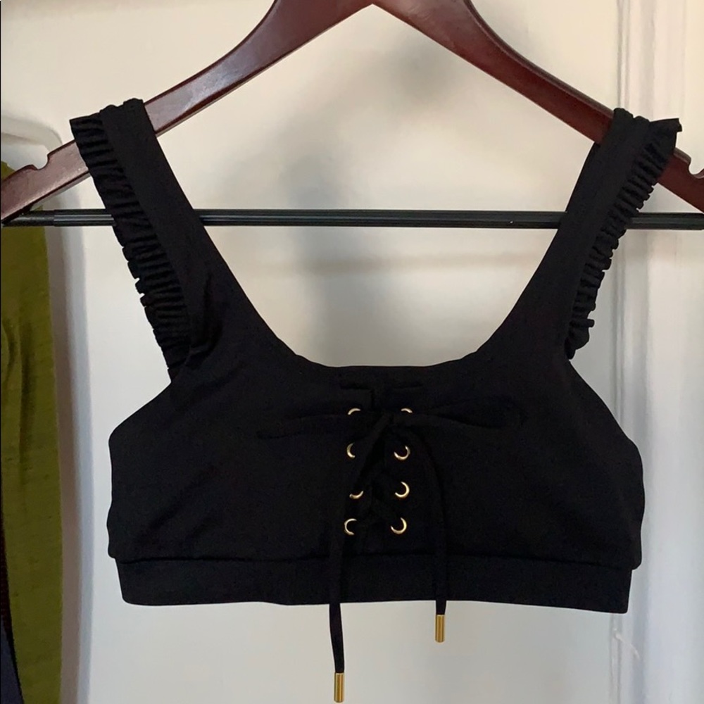 Celestine Lace-Up Ruffle Bra - Carbon38 - Picture 2 of 5